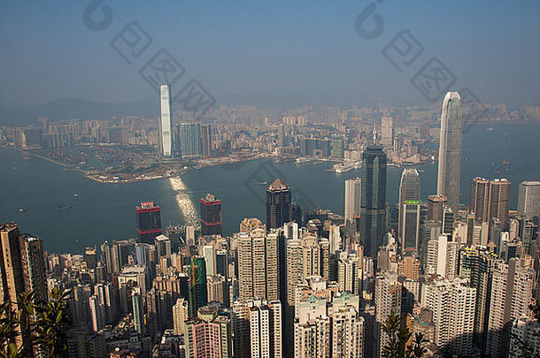 国际商业中心，摩天大厦，国际商会，国际<strong>金融</strong>中心，国际<strong>金融公司</strong>，香港，从高峰看。
