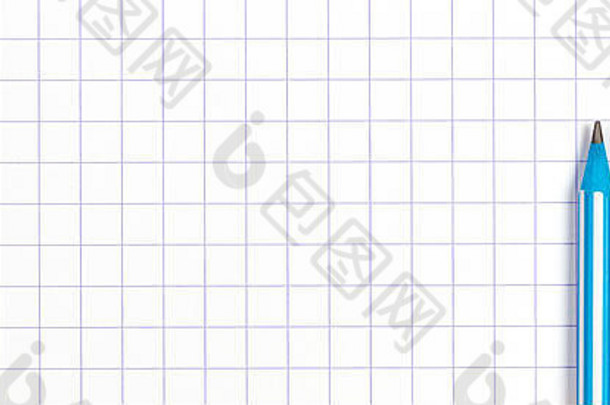 条纹铅笔白色的平方纸笔记本背景前视图