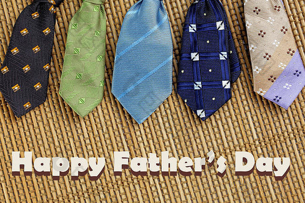 五颜六色的领带。父亲节主题概念