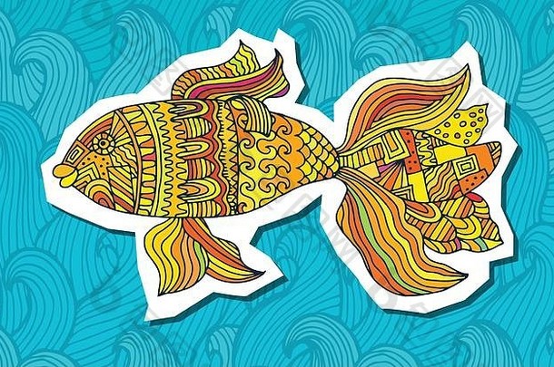 手工画的鱼。图形艺术