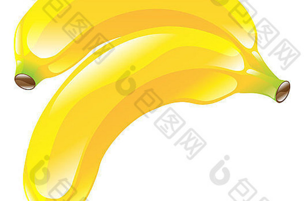 插图香蕉水果图标剪纸艺术