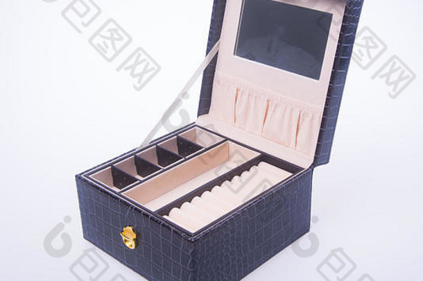 珠宝盒子黑色的皮革Jewelery盒子背景
