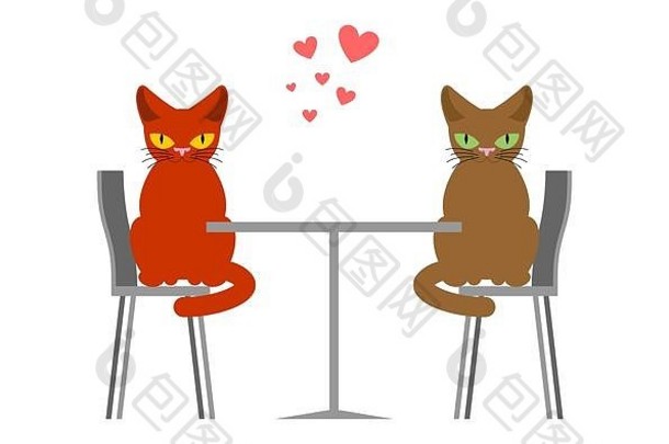 猫情人咖啡馆情人餐厅宠物浪漫的日期猫生活方式