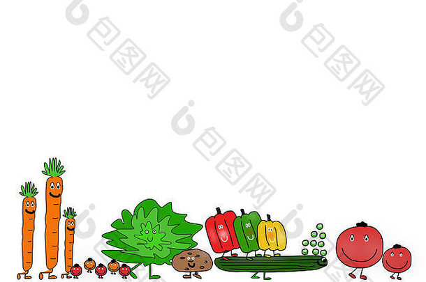 彩色手绘蔬菜，童装，书籍封面图案，包装纸，包装设计，广告设计，儿童健康食品，贴纸