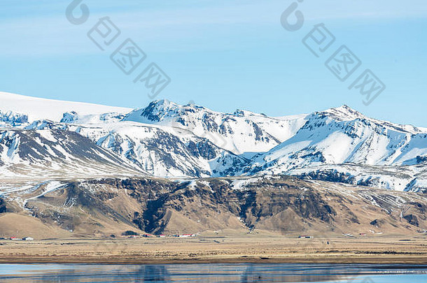 冰岛冰川悬崖山湖
