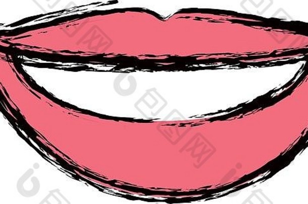 带牙齿的粉红色嘴唇模糊多彩的轮廓