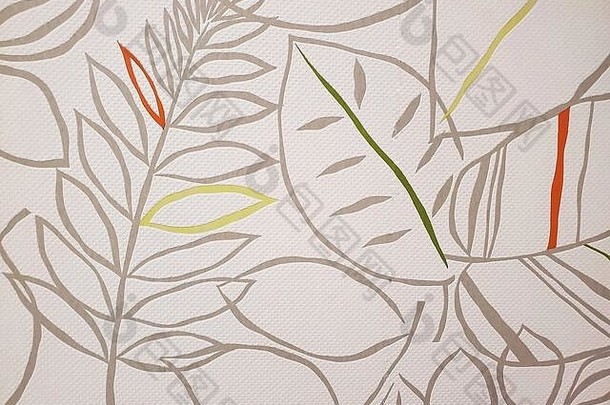 叶子纹理模式墙装饰白色背景壁纸