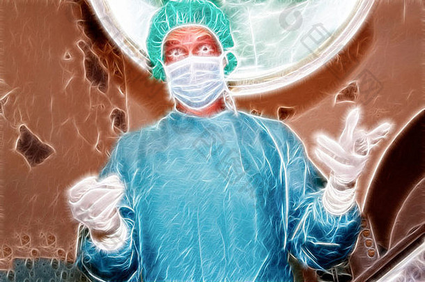 外科医生相机男人。未来困难手术