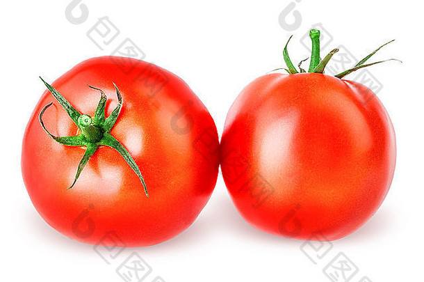 在白色背景剪辑路径上分离的番茄