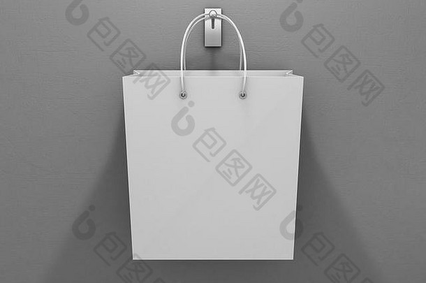 空购物袋用于广告和品牌推广。三维渲染