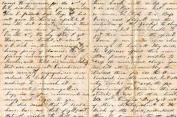1860年代美国内战中的南方军在营地写的家书