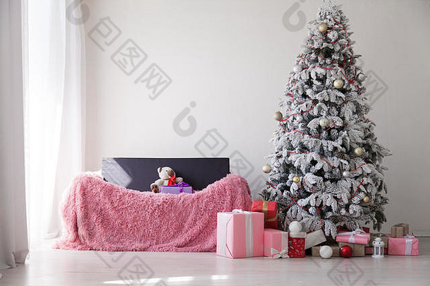 圣诞背景圣诞树新年礼物装饰节日冬季