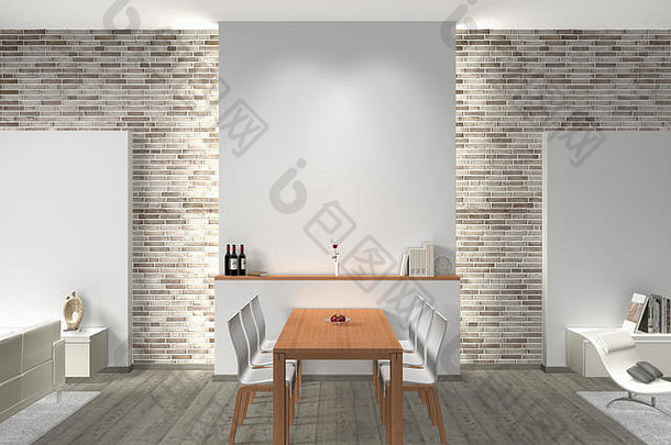 室内设计现代餐厅房间表格椅子复制空间图片<strong>照片墙</strong>背景