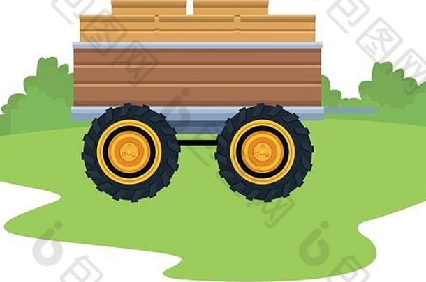 木质牵引拖车