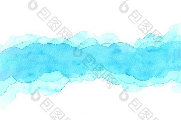 摘要水彩手绘画插图明亮的蓝色的波浪背景高决议设计卡封面打印网络