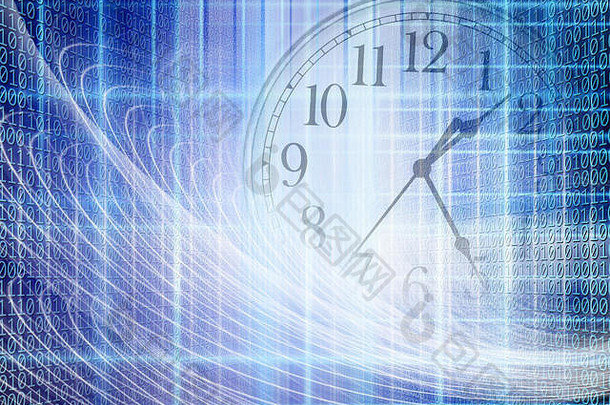 带时钟和抽象光的二进制代码的概念技术和时间图像