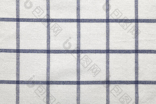 蓝色的白色纹理织物棉花背景纺织桌布条格平布