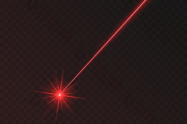 在透明背景上隔离的红色激光束光效应