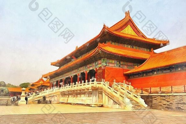 被禁止的城市色彩斑斓的绘画图片北京中国
