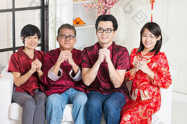中国新年祝福亚洲家庭