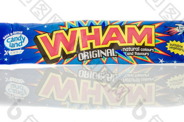 威斯康星州温尼康，2016年7月23日：Wham candy在一个孤立的背景下。