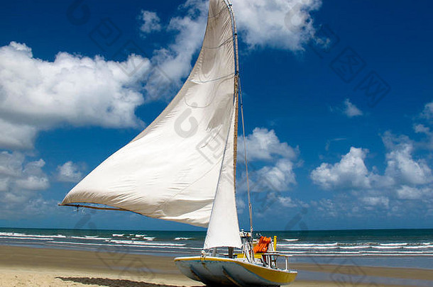 航行船格尼帕布海滩extremoz故乡里约大北旅游目的地东北巴西旅游吸引力旅行阿贵