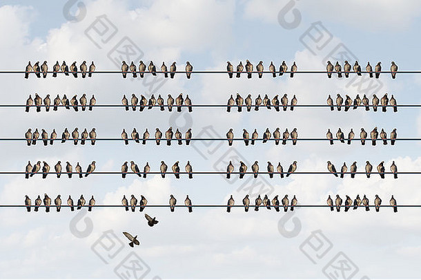 集团管理业务概念集群鸟线形状有组织的对齐模式比喻