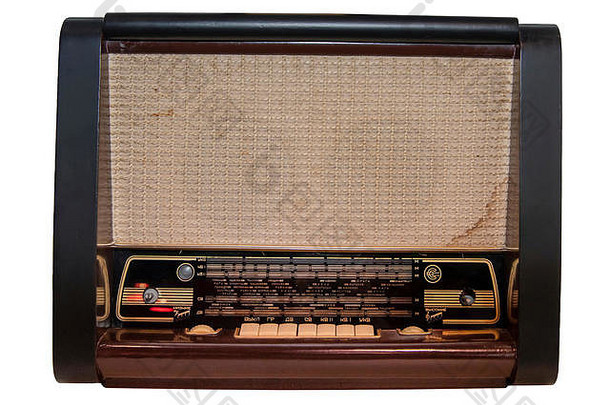 20世纪中期的无线电接收机-白色隔离
