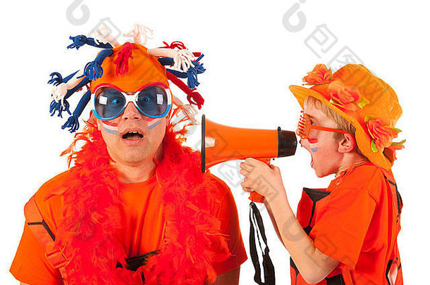 父子俩是荷兰橙色足球迷