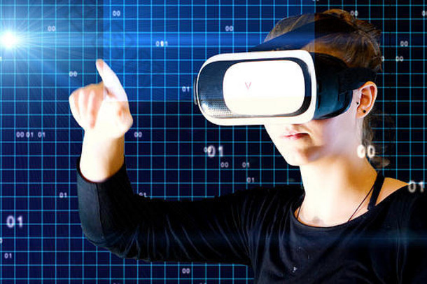 拥有oculus VR的少女，是表现虚拟现实的理想画面