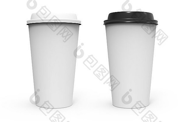 纸咖啡杯孤立的白色背景