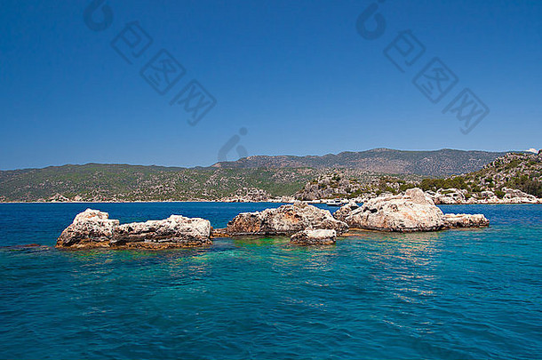 土耳其安塔利亚省Kekova岛上沉没的Lycian城遗址