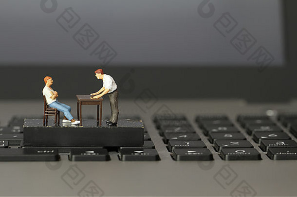 会议concept-miniature演讲者业务会议移动PC电脑
