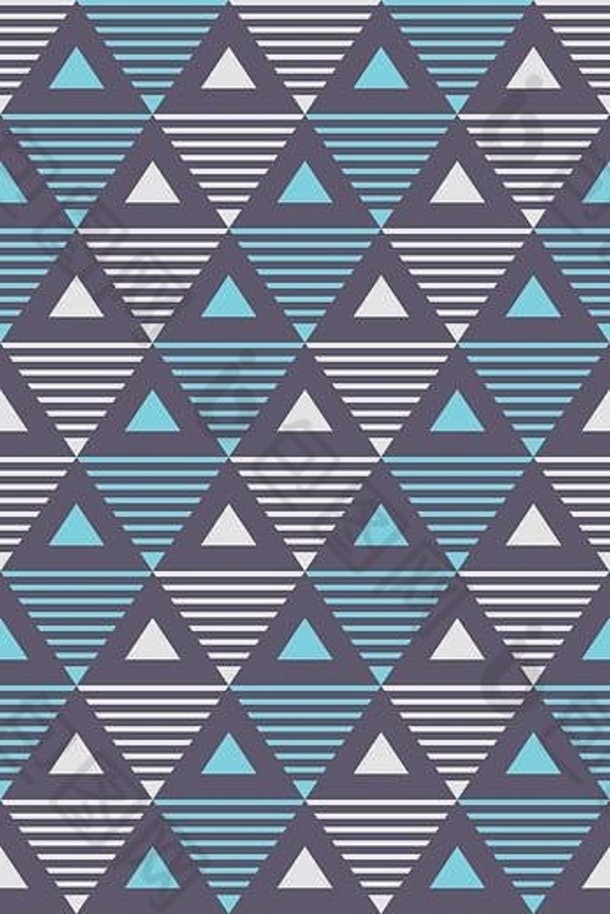 抽象几何色三角形无缝图案。现代时尚的质感。重复几何瓷砖。简单的组成，条纹三角形。