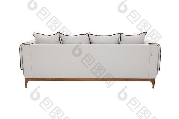 现代沙发灰色织物孤立的白色背景