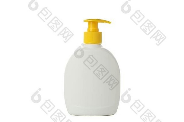 空白瓶肥皂孤立的白色背景