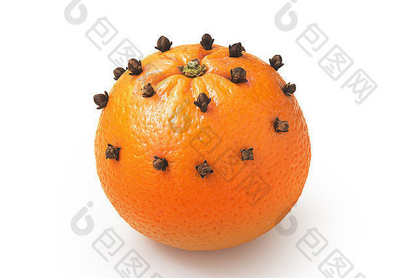 橙色与丁香隔离在白色上