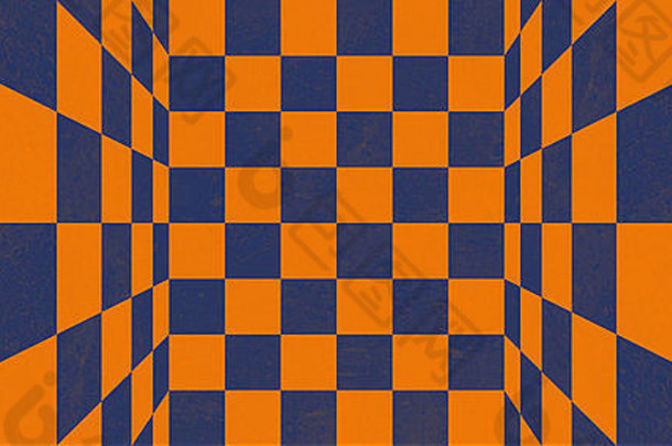 抽象蓝橙格子纹理