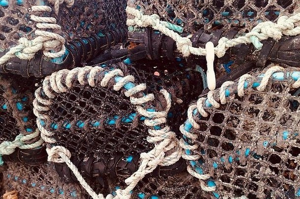 纽基港的龙虾罐，渔夫的工具