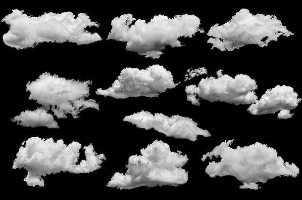 白色云孤立的黑色的天空设计元素