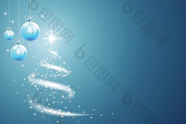 庆祝蓝色的背景圣诞节球星星冬天设计