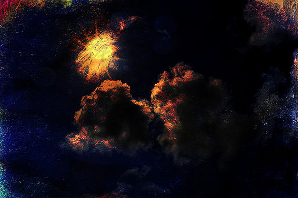幻想超现实主义的天空云发光的太阳纹理层