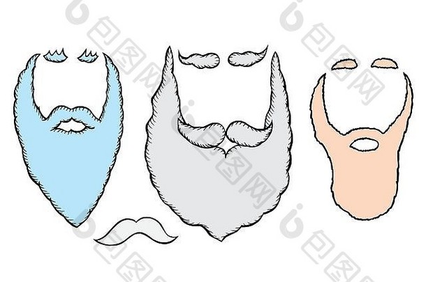 色彩斑斓的圣诞老人胡子胡子圣诞节元素假期设计