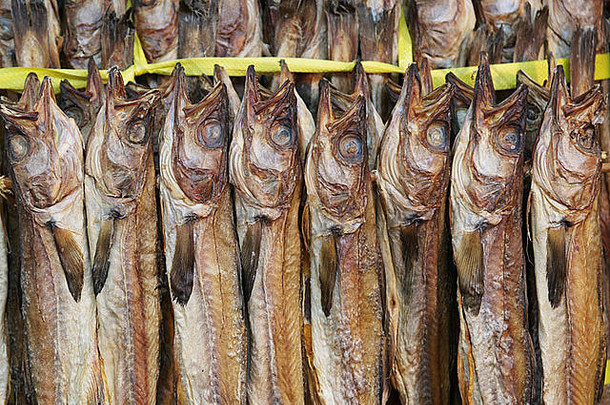 干鱼出售朝鲜文传统的食物市场首尔南<strong>韩国</strong>
