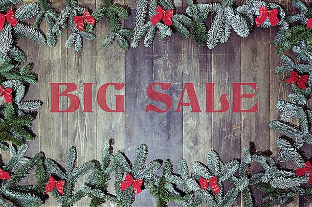 木背景装饰松分支机构圣诞节背景文本大出售