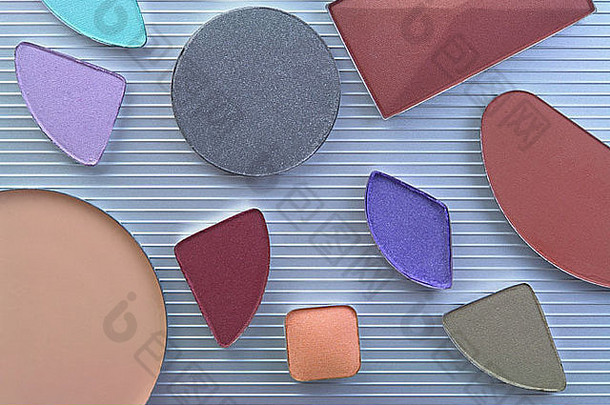 化妆品颜色样品粉色、蓝色、棕色、橙色、紫色vs。。