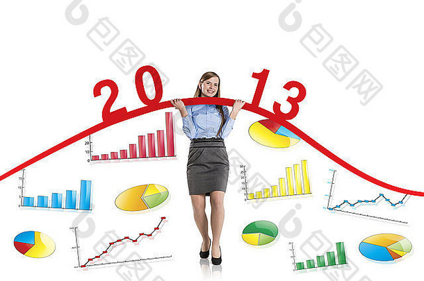 业务女人增加市场统计数据