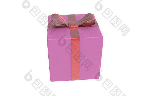粉色礼品盒或礼品包。三维插图