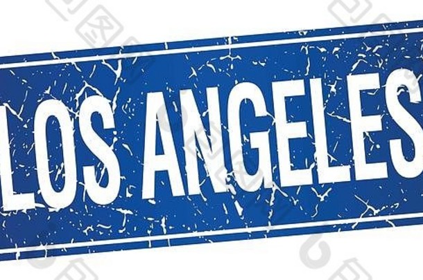 白色背景上的洛杉矶蓝色邮票