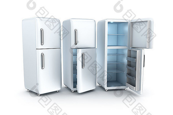 冰箱白色背景渲染
